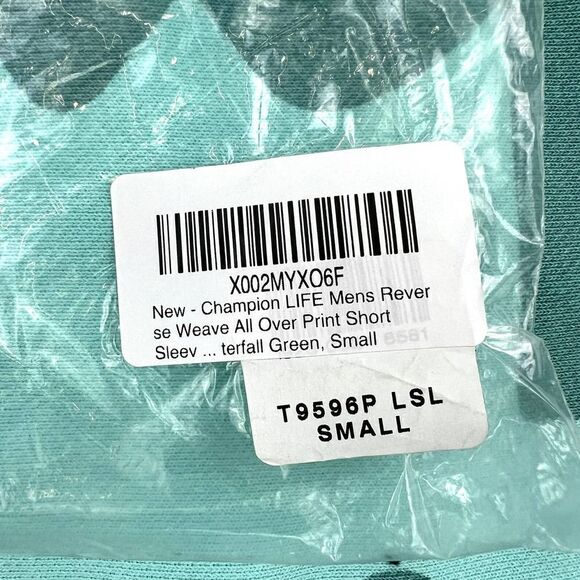 New Champion Men US XL Turquiose Blue Sweatshirt Short Sleeve Crew Neck Pullover - Picture 12 of 12